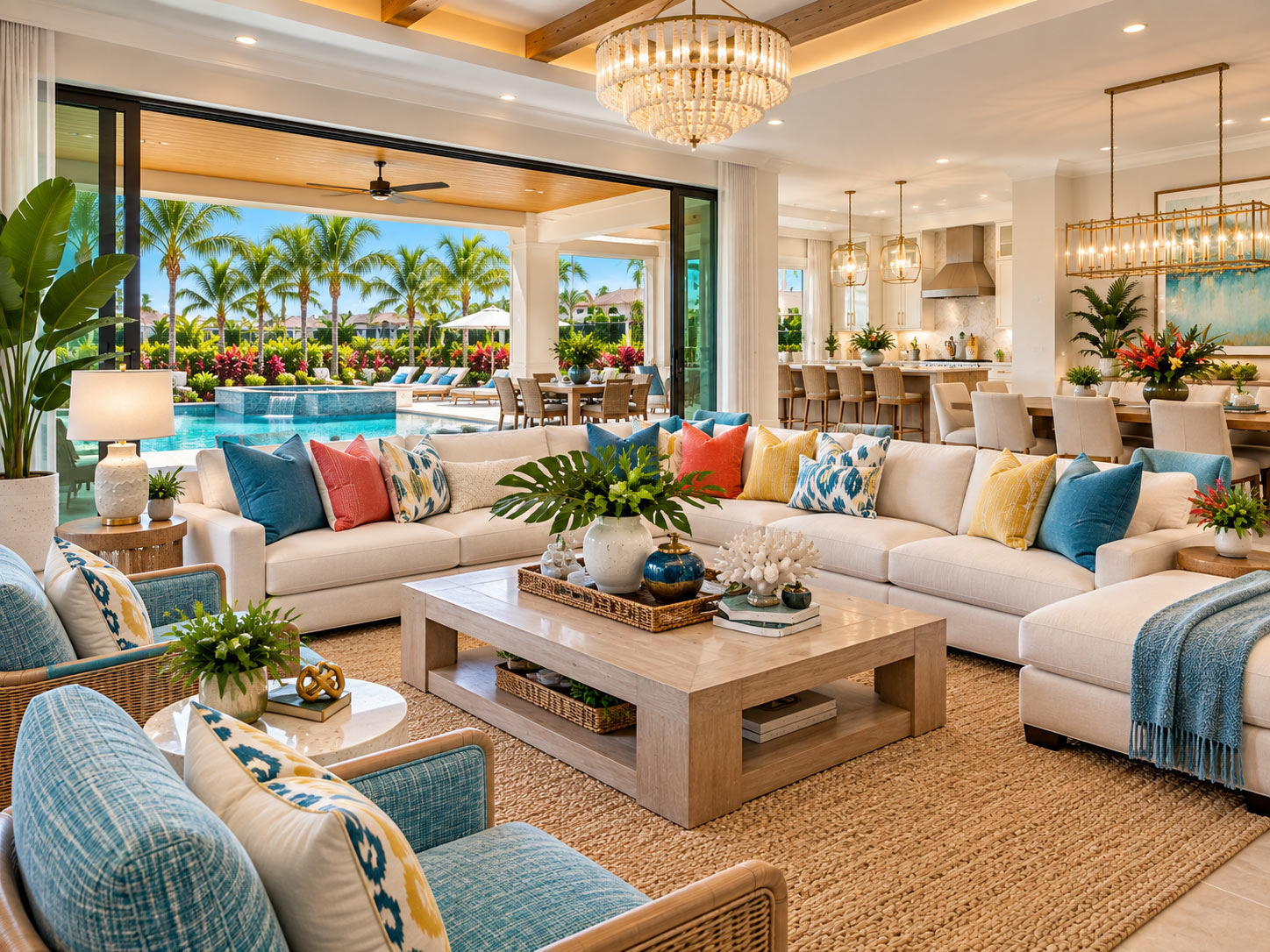 Resort-inspired coastal living room in a Kissimmee vacation home
